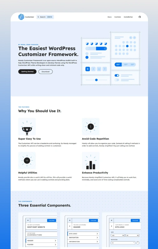 Handy Customizer Framework Mockup